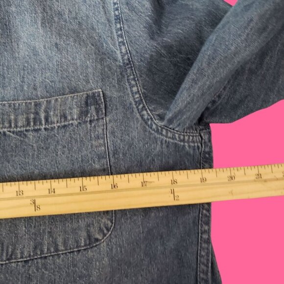 Godfellow & Co Mens Long-Sleeve Denim Button-Up Shirt Chest Pocket Blue Small - Picture 5 of 8